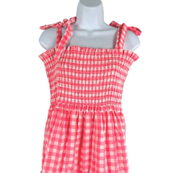 Pomander Place Electric Pink Gingham Nellie Dress Large Sleeveless Tiered DR1534 - Picture 3 of 7